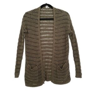 Essentials by Full Tilt Women's XS Olive Green Loose Knit‎ Cardigan